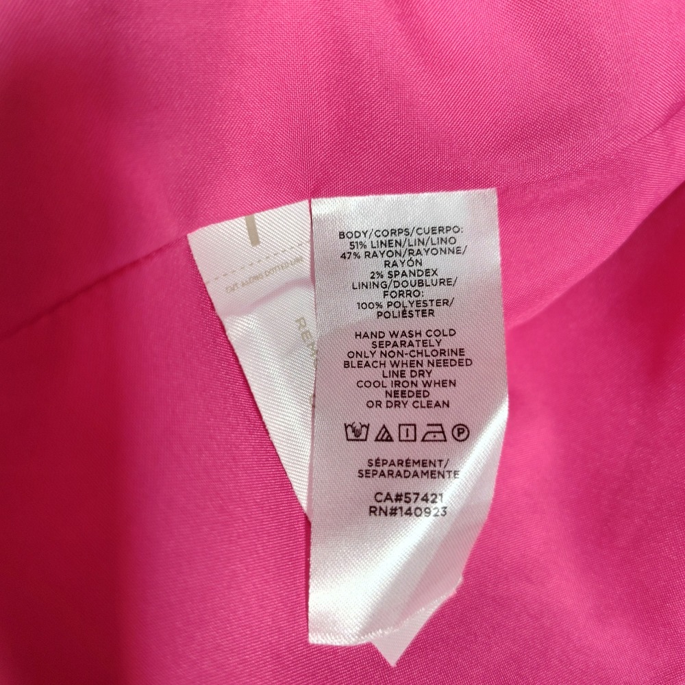 LOFT Womens Fuchsia Pink Shawl Collar Open Front Linen Blazer Jacket Size 4 NWT - Picture 10 of 11